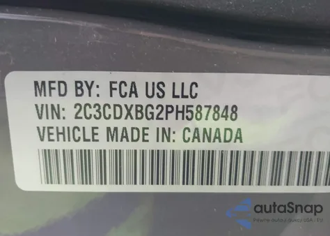 2023 Dodge Charger Sxt из США, поврежденный, VIN 2C3CDXBG2PH587848